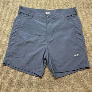 Huk Fishing Shorts Mens XXL Blue Performance Nylon Cargo Hiking Board Shorts